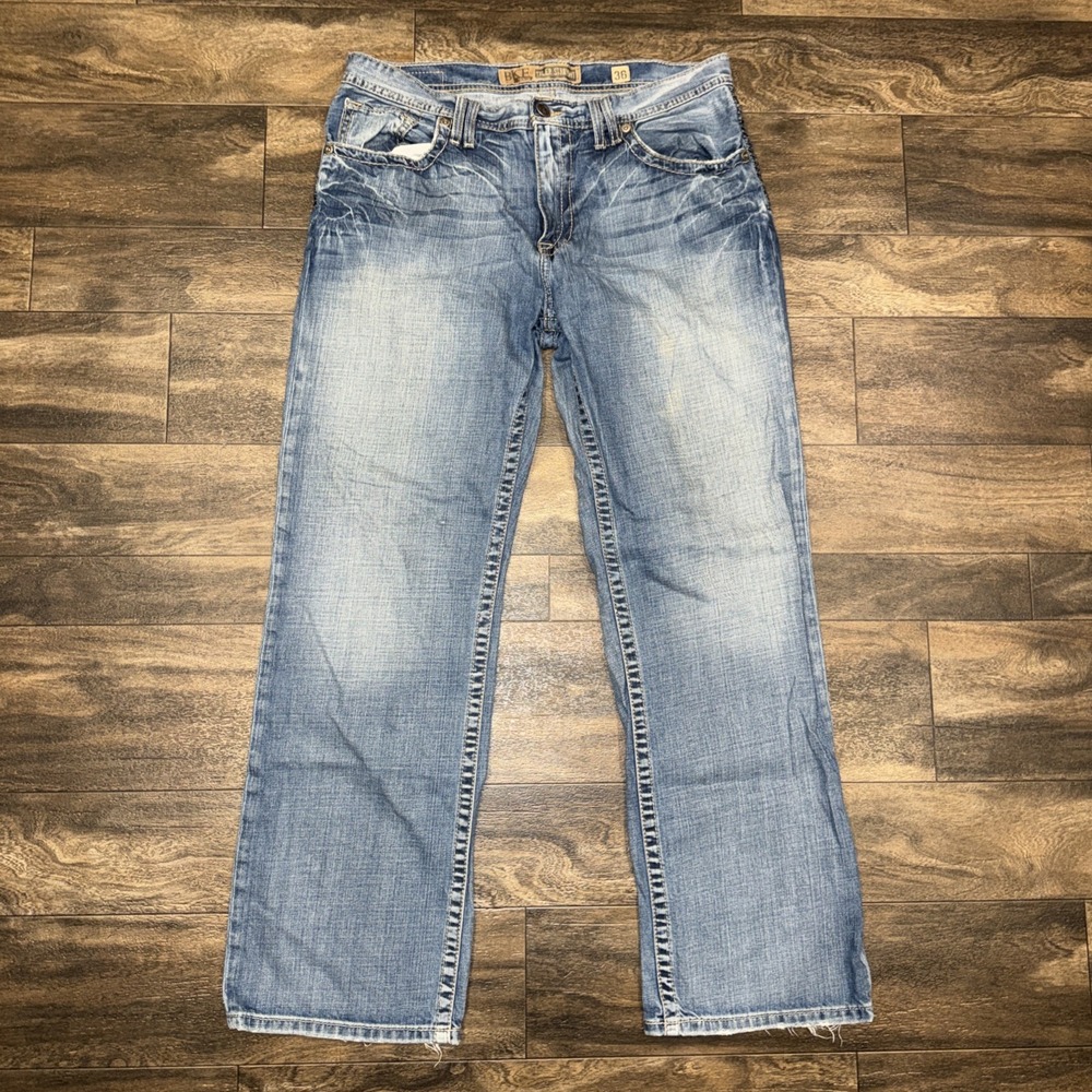BKE Denim Jeans Light Wash Tyler Straight Distressed Men's Size 36x32 Y2K Style